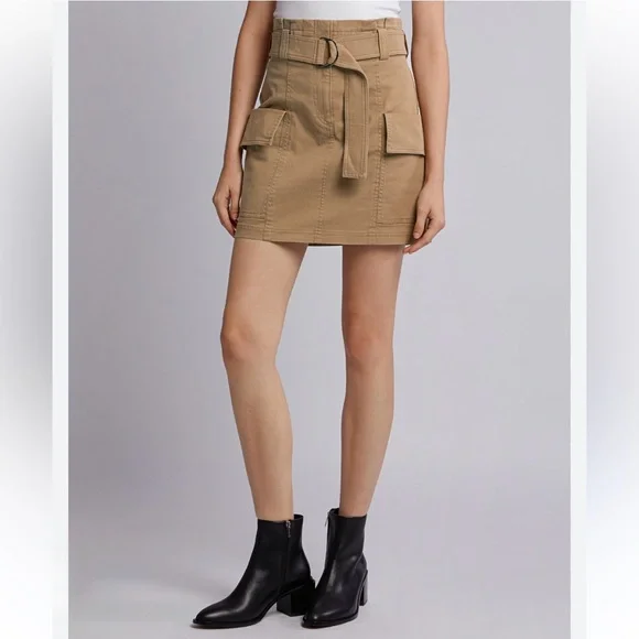 A.L.C. Mia Belted Mini Skirt in Beige Size 6 - Picture 2 of 12